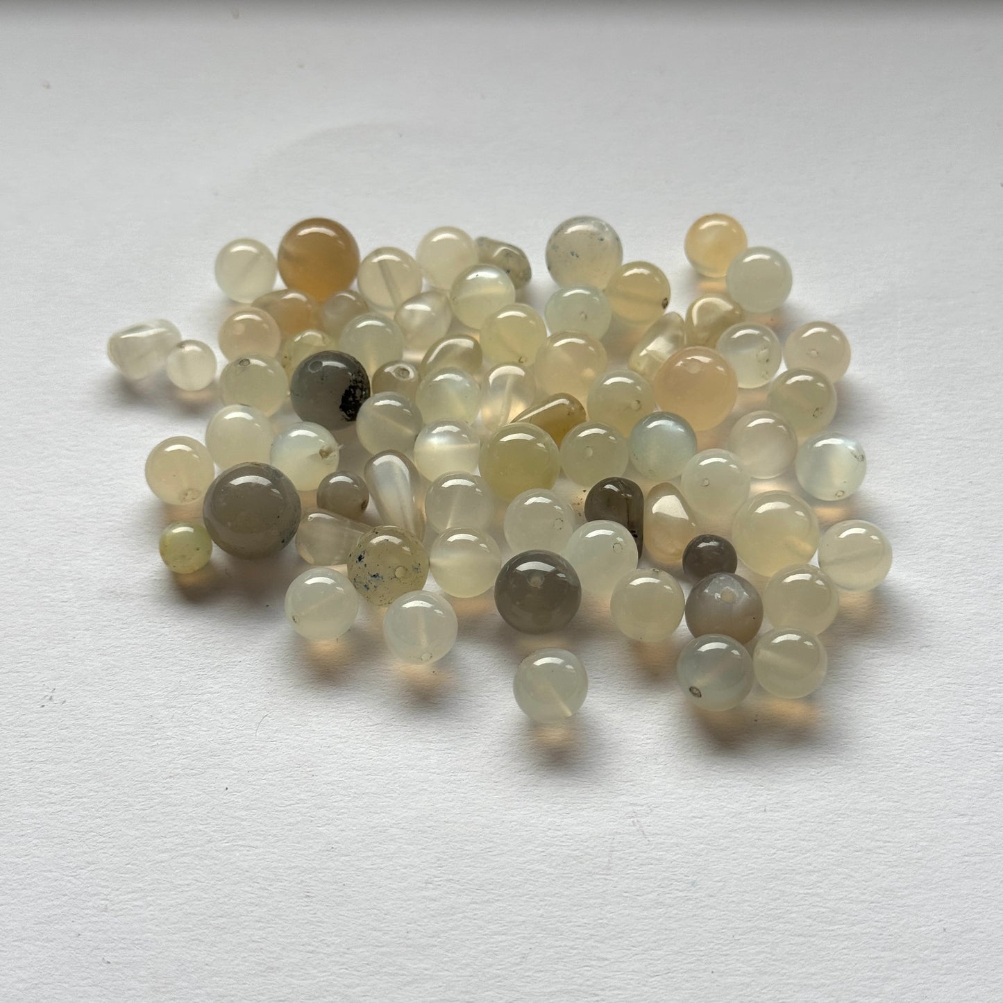 Moonstone Balls Drilled White Grey Colour Palette
