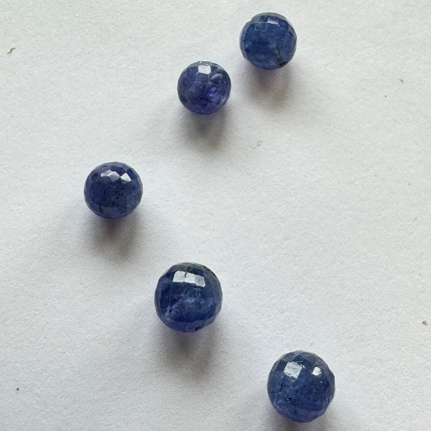 Tanzanite Beautiful Blue Footballs Drilled And Faceted Set Of 5 Loose Beads With Inclusions 5-10mm