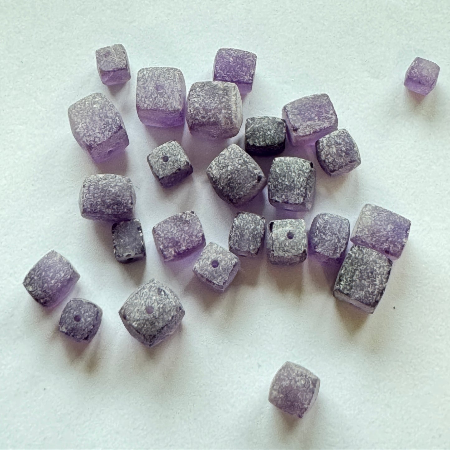 10 Pieces Frosted Purple Amethyst Cube Loose Beads