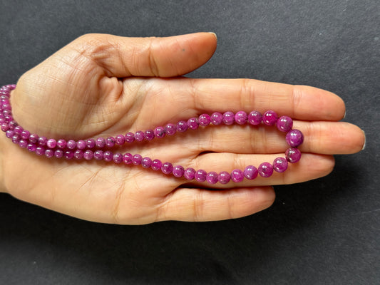 Ruby Necklace with Gradually Bead size and Silver closer -99.37cts