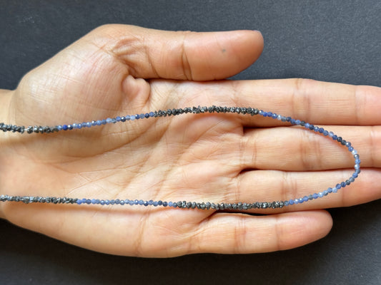 Sophisticated Combination of Raw Diamond and Blue Sapphire Rondelle Beads 42cm