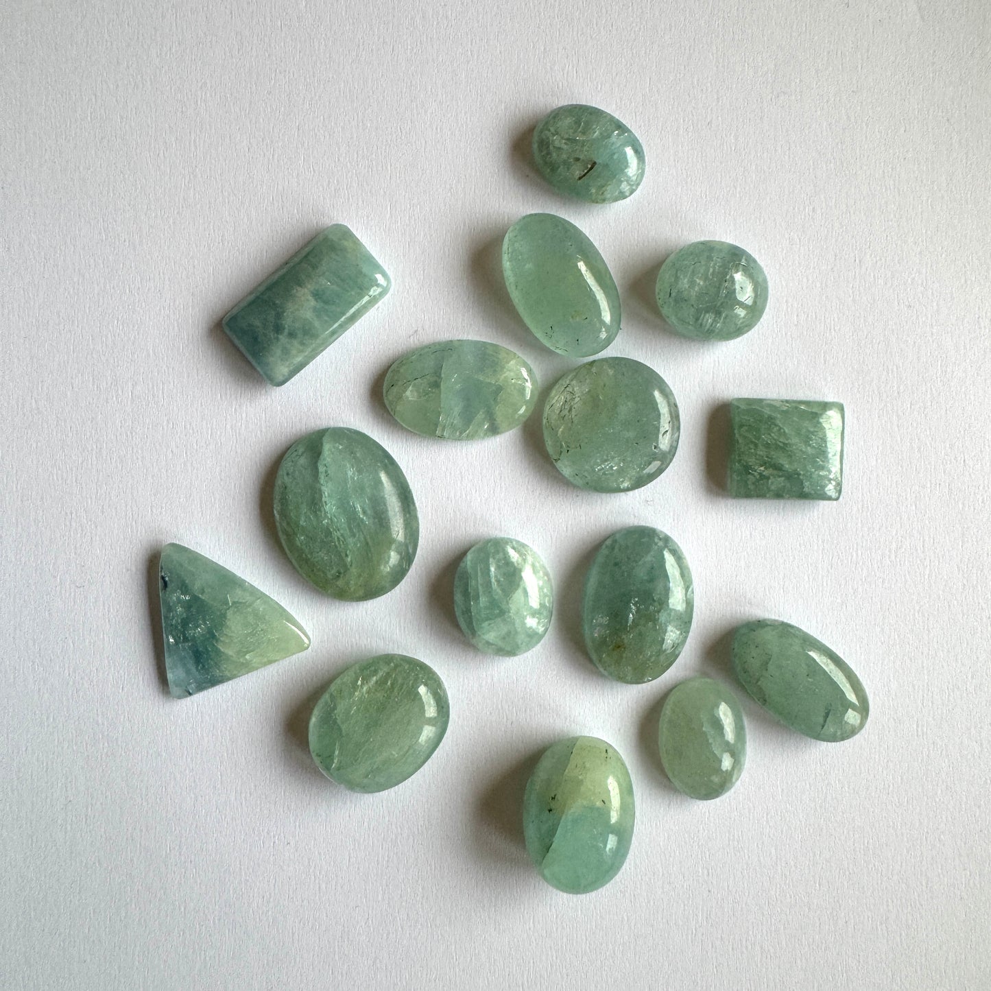 5 Pieces Polished Blue Greenish Aquamarine Loose Beads With Inclusions In Various Shapes