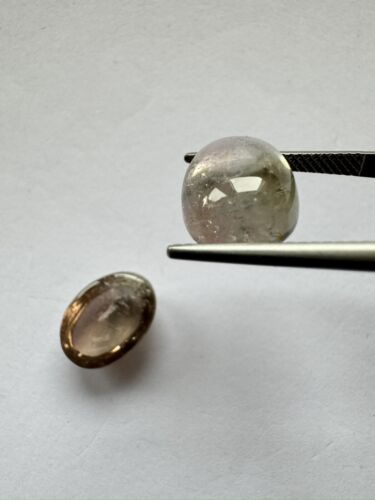Tourmaline Cabochon in Light Transparent Pink and Green Shades Couple- 15,82cts