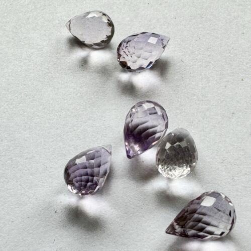 10 Pieces Beautiful Faceted Drops Light Purple Amethyst With Holes 7-8 mm