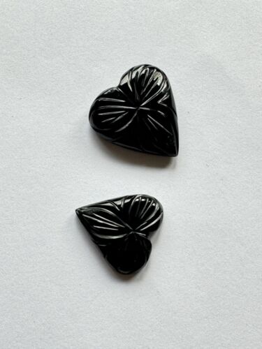 Onyx Hearts With Beautiful Engraving