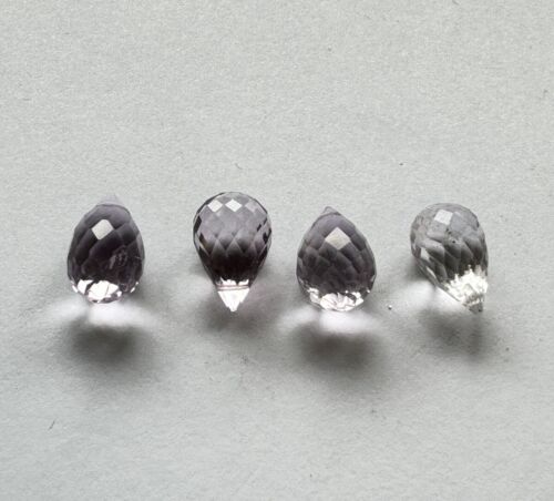 10 Pieces Beautiful Faceted Drops Light Purple Amethyst With Holes 7-8 mm