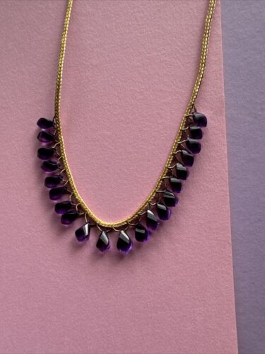 Beautiful Necklace With Faceted Amethyst Drops - Fancy Cut