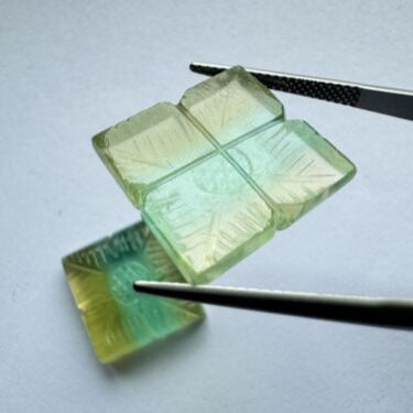 Elaborate Carved Fluorite Pair