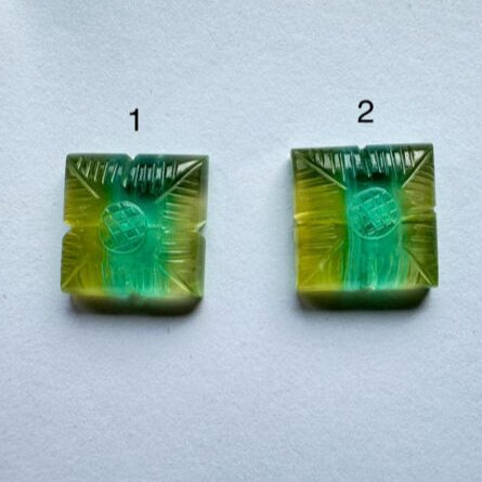 Elaborate Carved Fluorite Pair