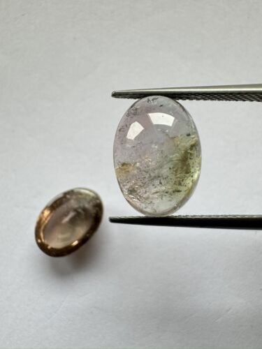 Tourmaline Cabochon in Light Transparent Pink and Green Shades Couple- 15,82cts