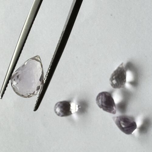 10 Pieces Beautiful Faceted Drops Light Purple Amethyst With Holes 7-8 mm