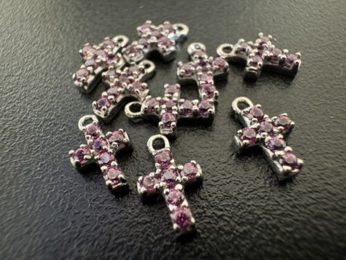 Silver Sterling Silver Charm With Pink Sapphires 9,22mm x 5, 80mm