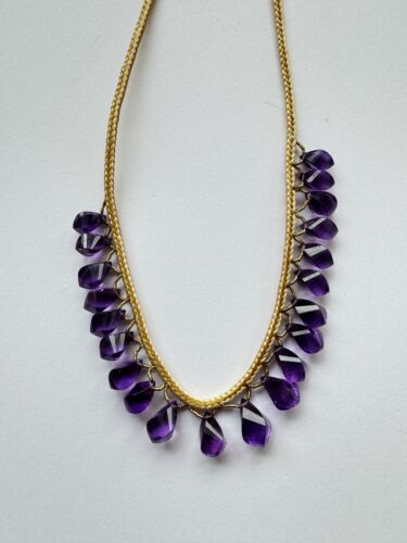 Beautiful Necklace With Faceted Amethyst Drops - Fancy Cut