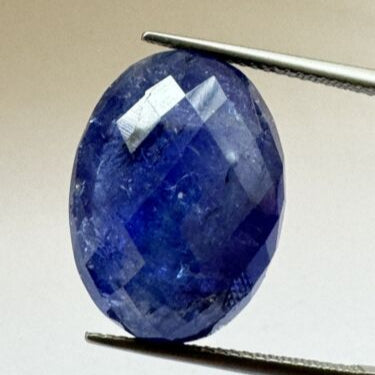 Ink blue Tanzanite oval Cabochon Faceted 19,3mm x 14,2mm 20,75cts