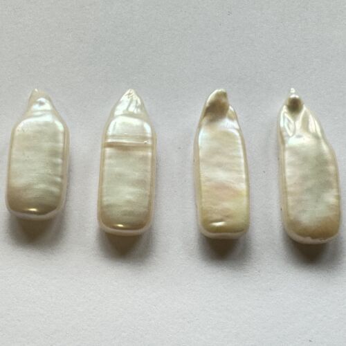 5 Pieces Beautiful Rare Elaborate White Long Pearls With 2 Holes For Jewellery