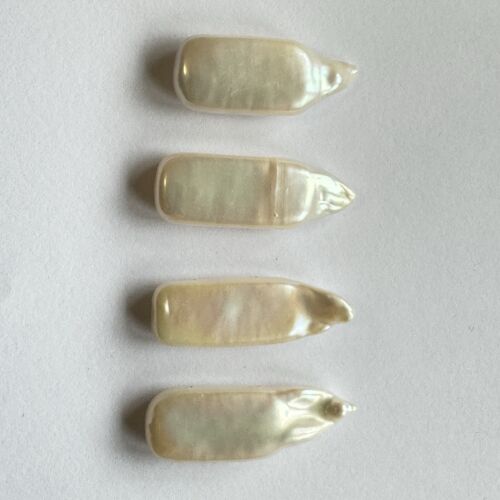 5 Pieces Beautiful Rare Elaborate White Long Pearls With 2 Holes For Jewellery