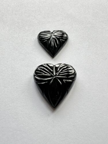 Onyx Hearts With Beautiful Engraving