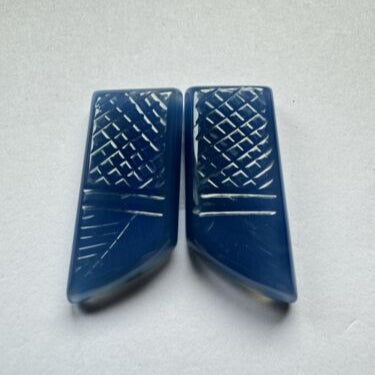 Beautiful Blue Carved Agat -Free Form