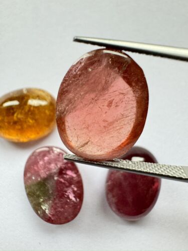 Wonderful Sunset Tourmaline Cabochon Oval 4 Pieces - 43,51 cts