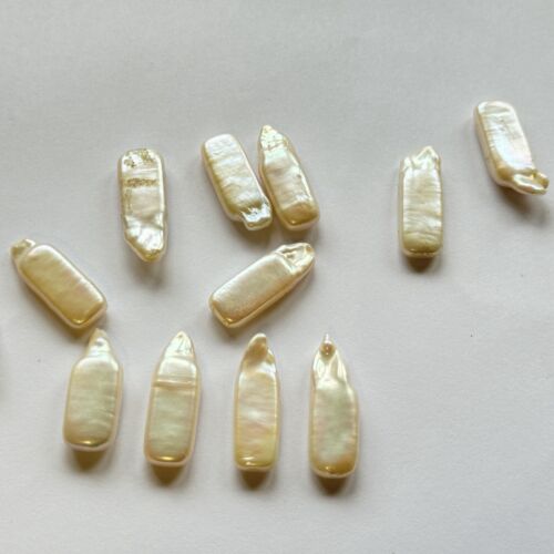 5 Pieces Beautiful Rare Elaborate White Long Pearls With 2 Holes For Jewellery