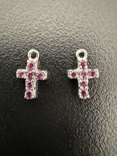 Silver Sterling Silver Charm With Pink Sapphires 9,22mm x 5, 80mm