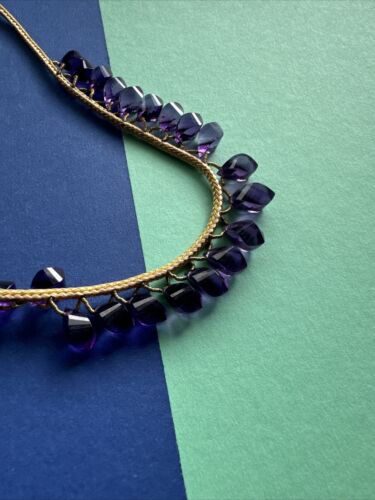 Beautiful Necklace With Faceted Amethyst Drops - Fancy Cut