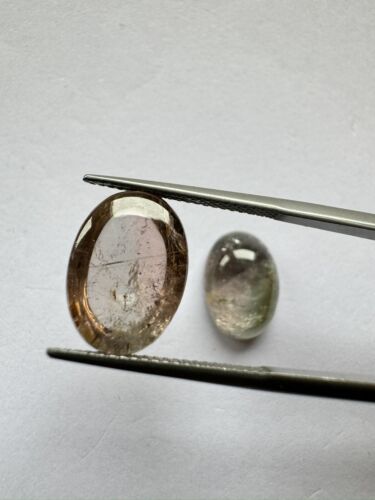 Tourmaline Cabochon in Light Transparent Pink and Green Shades Couple- 15,82cts