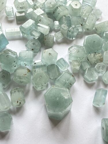 Rare 5 Pieces Beautiful Elaborate Reeds Light Blue Aquamarine With Holes