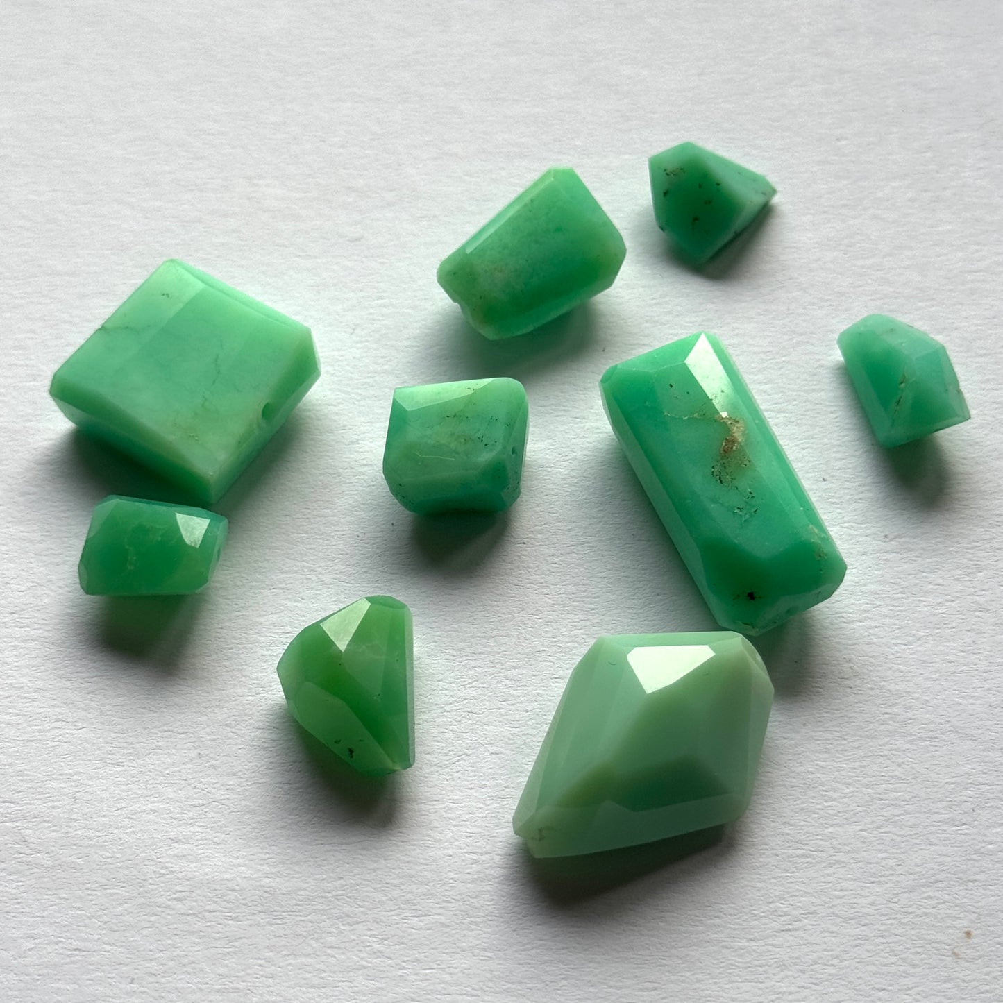 6 Fancy Faceted Chrysoprase Stones Per Bag 13mm x 11mm To 13mm x 31mm