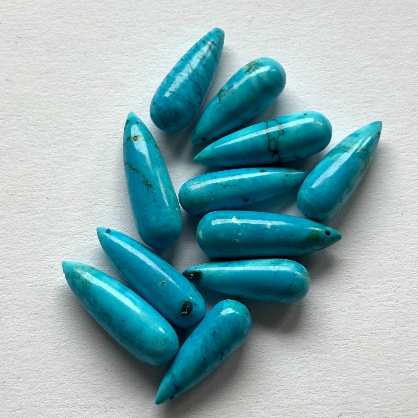 Very nice Turquoise Teardrops Loose Bead Pairs For further processing 21mm - 26mm drilled