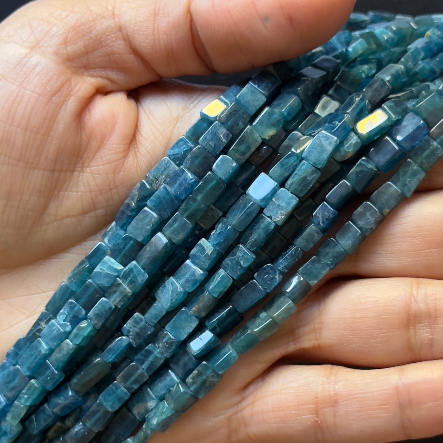 Natural Hand Cut Apatite Rectangular Beads Polished
