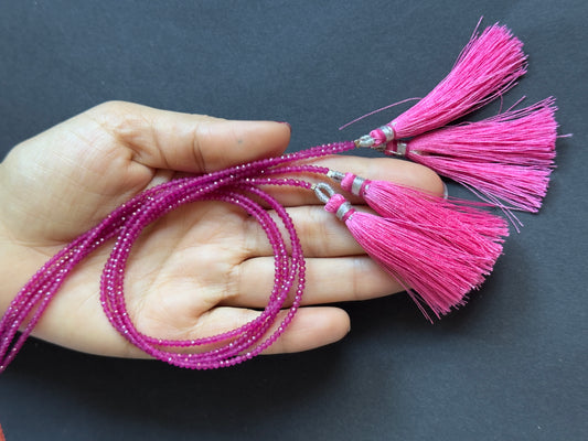 Ruby Onyx Pink Beautiful Beads With Flower Thread 33cm