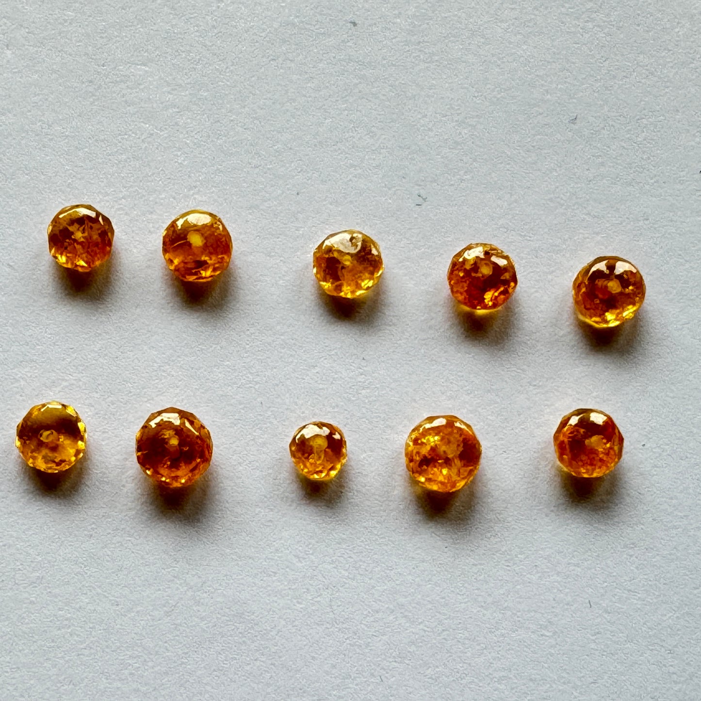 20 Pieces Beautiful Round Orange Mandarin Garnet Loose Beads To Make Jewellery
