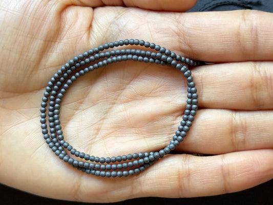 Matte Hematite Beads in Rich Graphite Hue -46cm