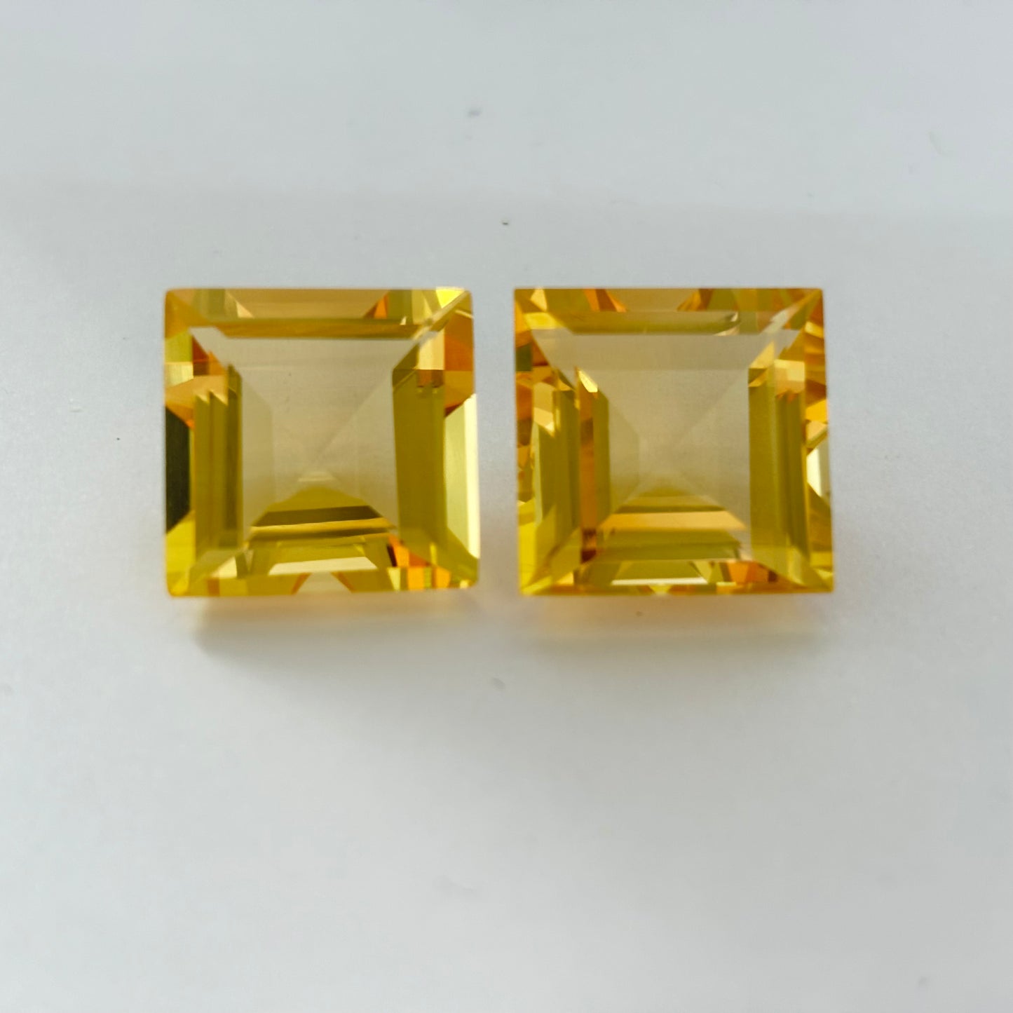 Citrine Square Large Pair Square Faceted Top Quality