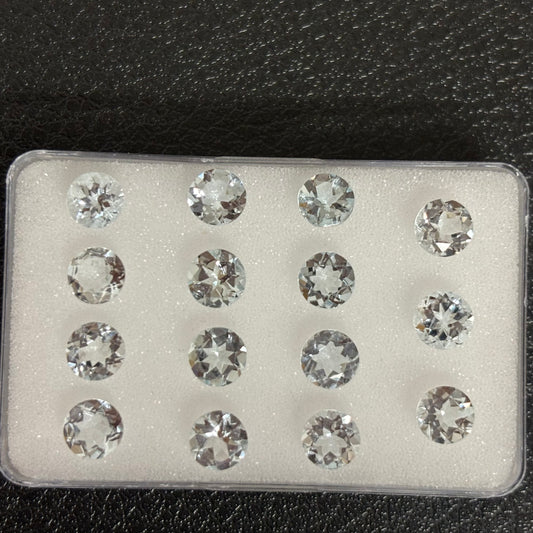 1 Piece Blue Aquamarine Round Faceted Brilliant Cut 6mm 0.65 Cts.