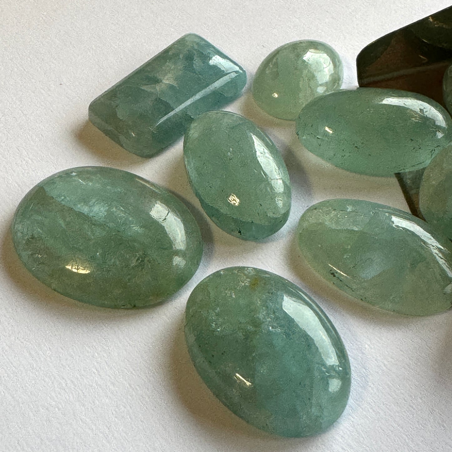 5 Pieces Polished Blue Greenish Aquamarine Loose Beads With Inclusions In Various Shapes