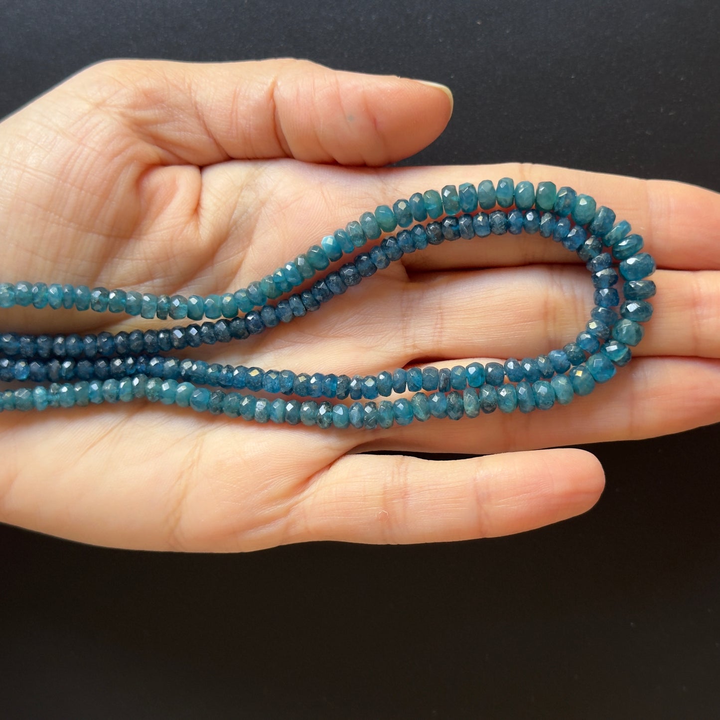 Natural Sparkling Rondell Apatite Beads Strand Faceted