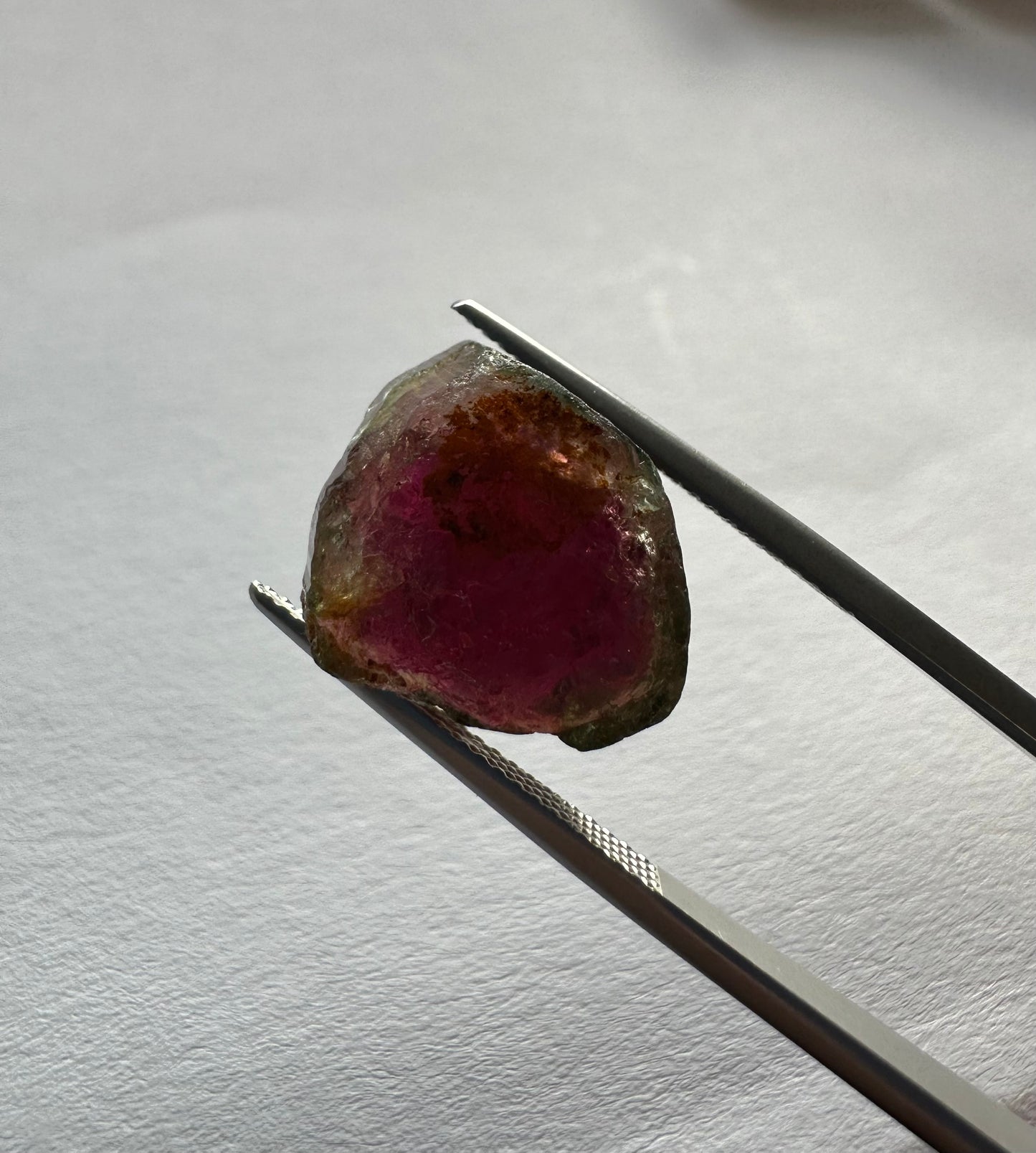 Unique Rough Mined Watermelon Tourmaline 18,22 cts 14,5mm x 15,4mm