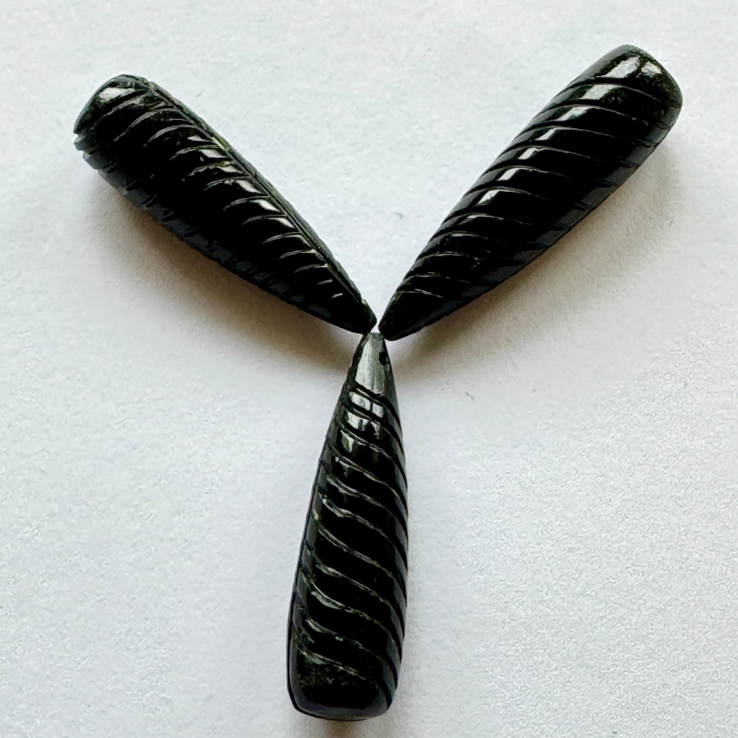 Black Onyx Drops With Engraved Lines A Very Rare Find 25mm