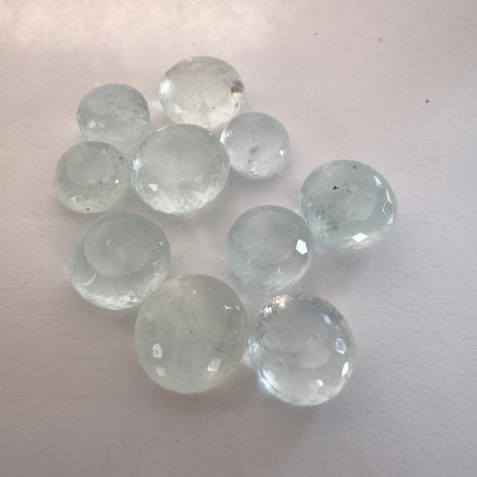10 Refreshing Light Blue Aquamarine Loose Beads Variety Pack Drilled Faceted