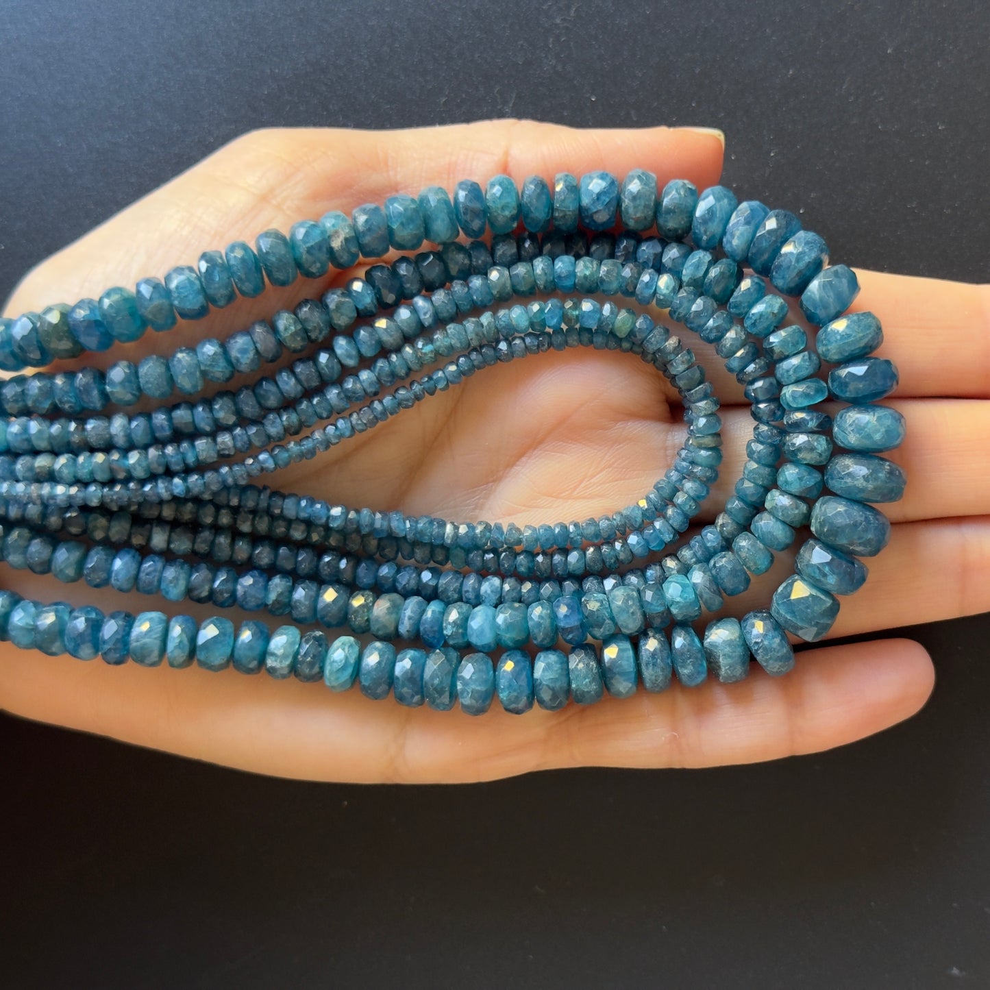 Natural Sparkling Rondell Apatite Beads Strand Faceted