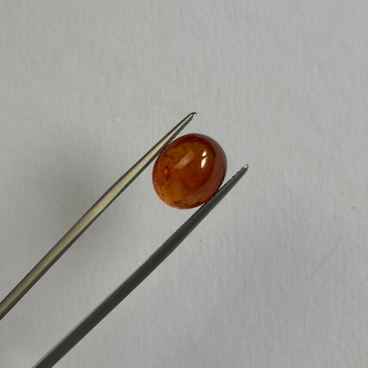 Mandarin-Granat, feuriges Orange, 12 x 10 mm, 9,2 ct, ovaler Cabochon