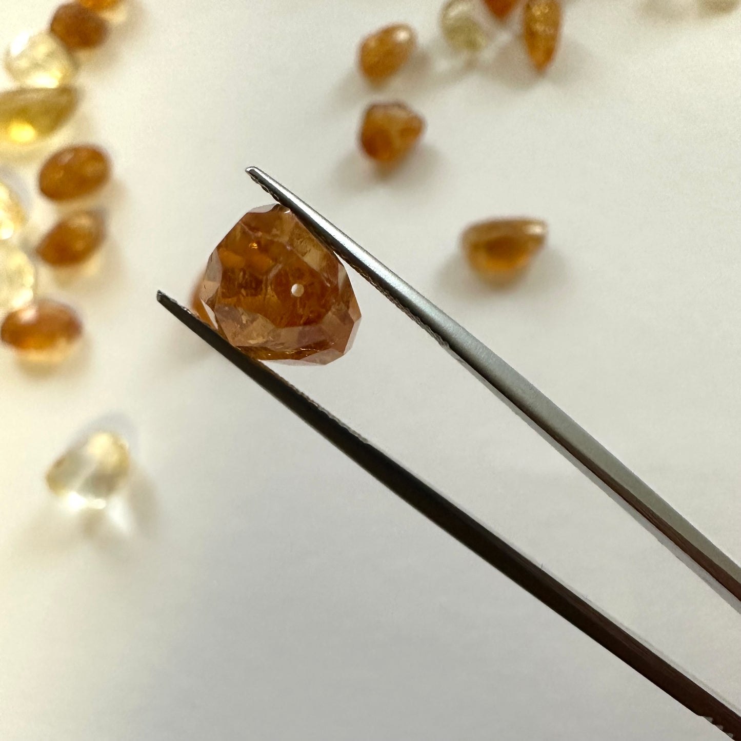 10 Pieces Fancy Cut Orange Citrine With Hole And Inclusions
