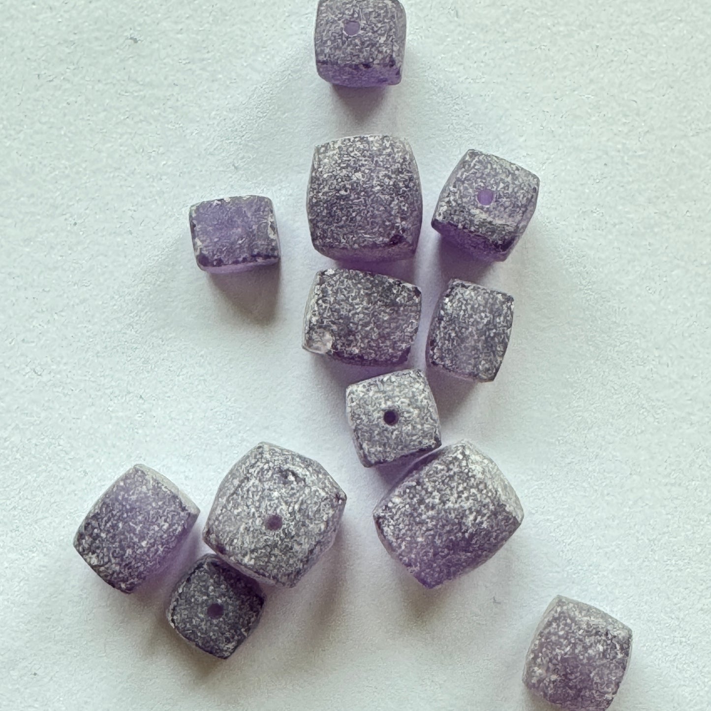 10 Pieces Frosted Purple Amethyst Cube Loose Beads