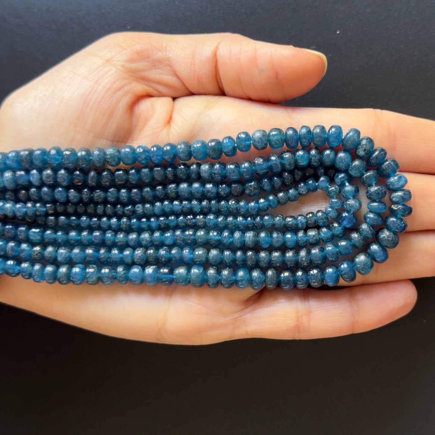 Natural Apatite Hand-Cut Polished Rondelle Bead Strand