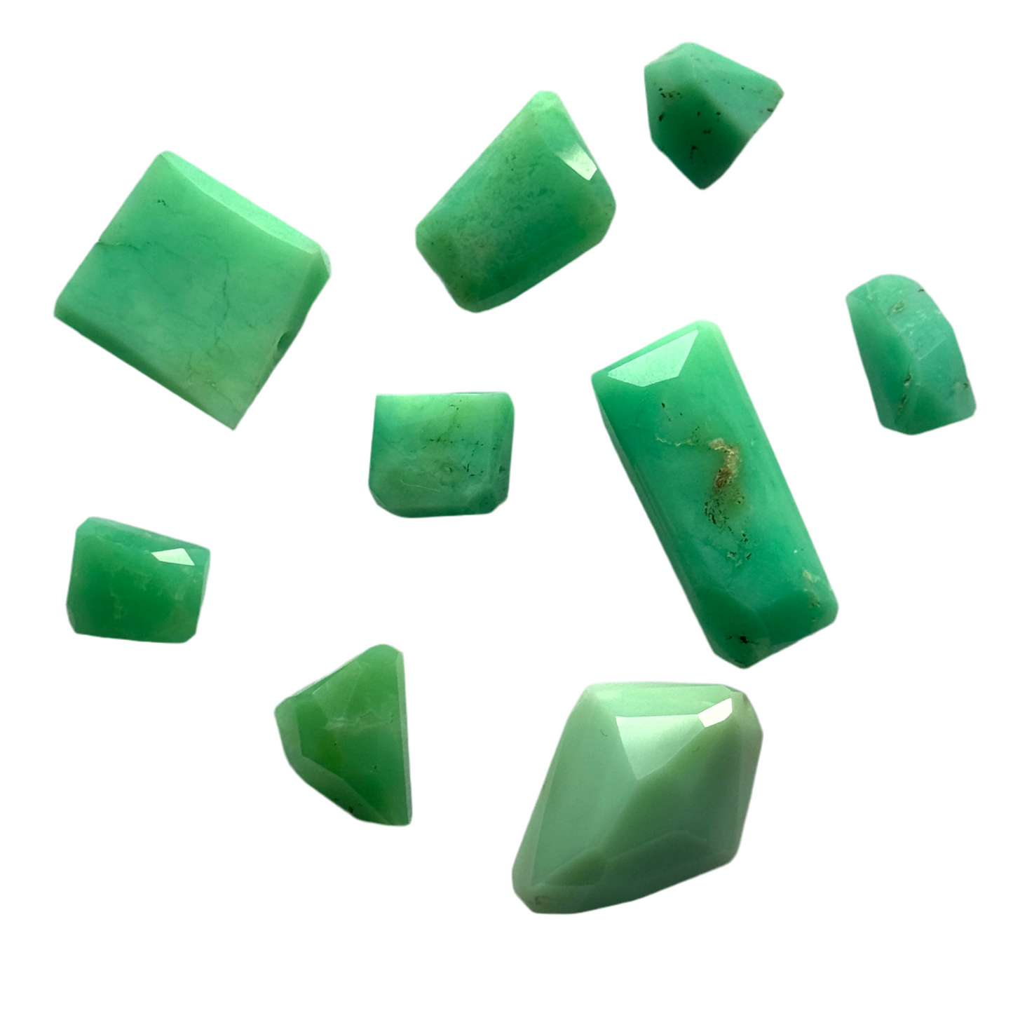 6 Fancy Faceted Chrysoprase Stones Per Bag 13mm x 11mm To 13mm x 31mm