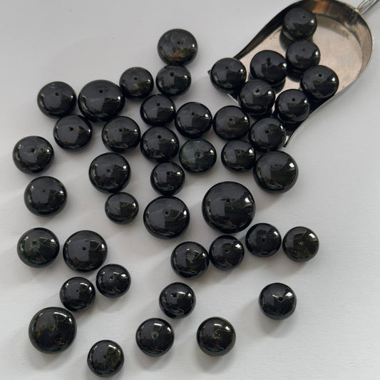 Round Shaped Tourmaline Bottle Green Loose Beads 10 Set Pack With Inclusions Drilled