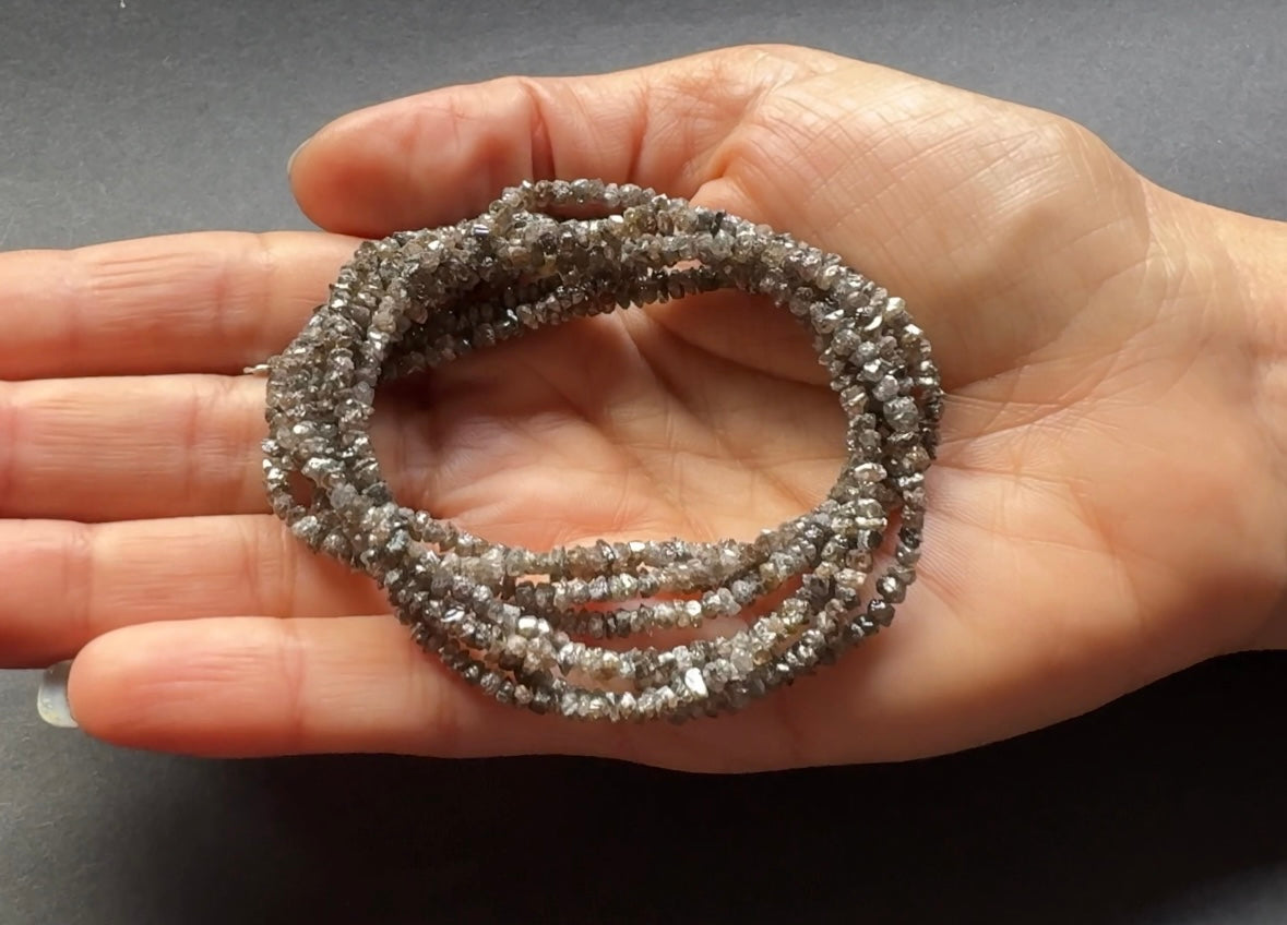 Diamond Natural Raw Textured Brown Color in Natural Shape, Rough Diamond Strand, 40cm / 3-3.5mm / Hole 0.3mm