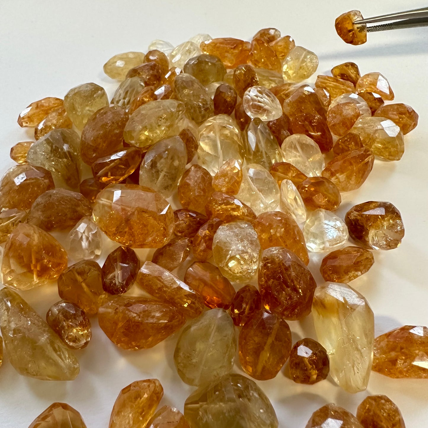 10 Pieces Fancy Cut Orange Citrine With Hole And Inclusions